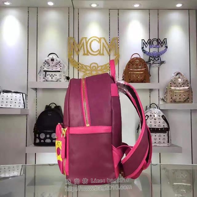 MCM女包 原單 經典款 MCM子母包 前面袋子可拆卸 Cosmo圖案 MCM女雙肩背包  mdmc1018